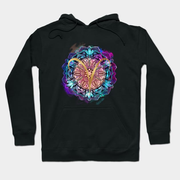 Aries Mandala Vibes Hoodie by digitaldoodlers